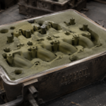 Green sand mould ready for pouring showing sand casting manufacturer process at Mahati Bangalore foundry
